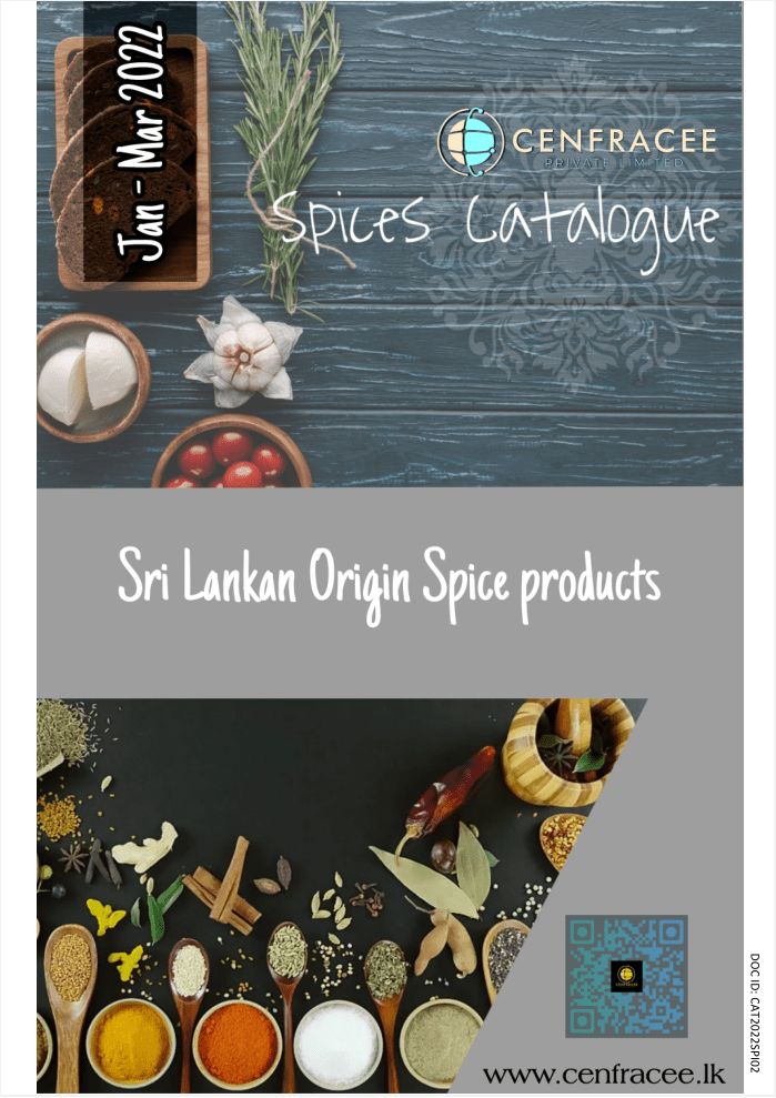 Spices product catalog for Jan Mar 2022